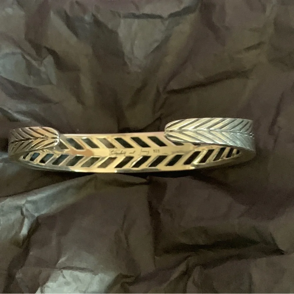 COPY - Elizabeth and James Textured Feather Stud Cuff bracelet sterling silver - Picture 7 of 11